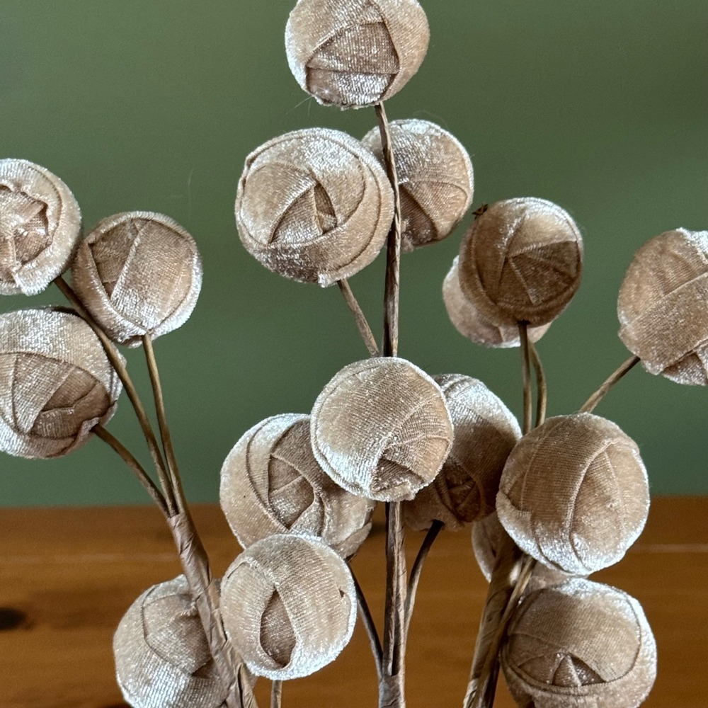 Champagne Velvet Rose Bud Floral Picks Stems Tan Decorative Spray 13 Inch 3pc